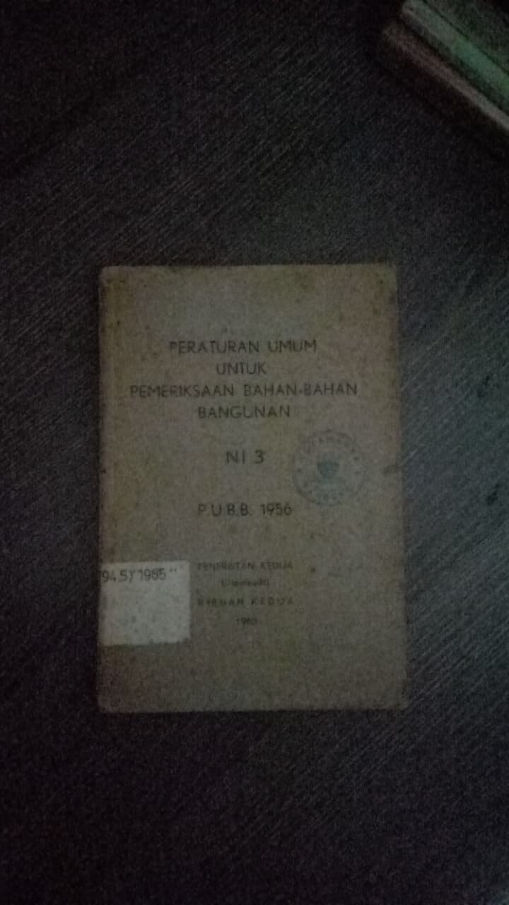 Cover Peraturan Umum Untuk Pemeriksaan Bahan-bahan Bangunan