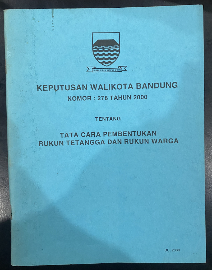 Cover Keputusan Walikota Bandung Nomor : 278 Tahun 2000 Tentang Tata Cara Pembentukan Rukun Tetangga dan Rukun Warga