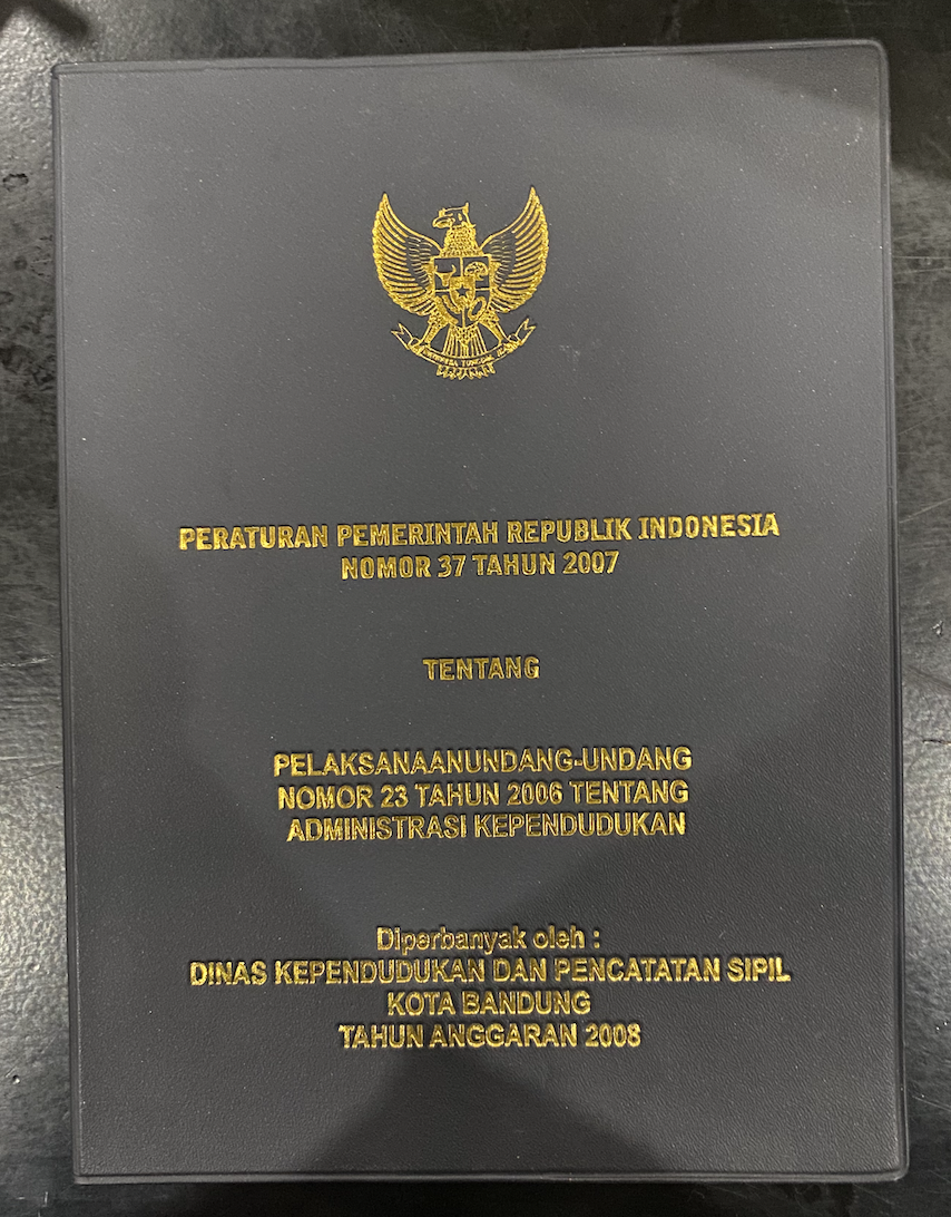 Cover Peraturan Pemerintah Republik Indonesia Nomor 37 Tahun 2007 Tentang Pelaksanaan Undang-Undang Nomor 23 Tahun 2006 Tentang Kependudukan