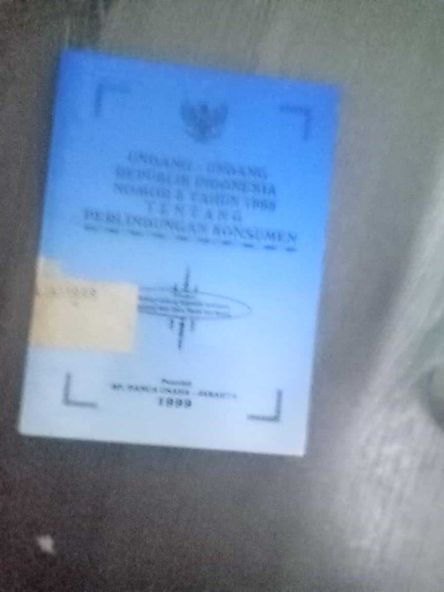 Cover Undang-undang Republik Indonesia Nomor 8 Tahun 1999 Tentang Perlindungan Konsumen