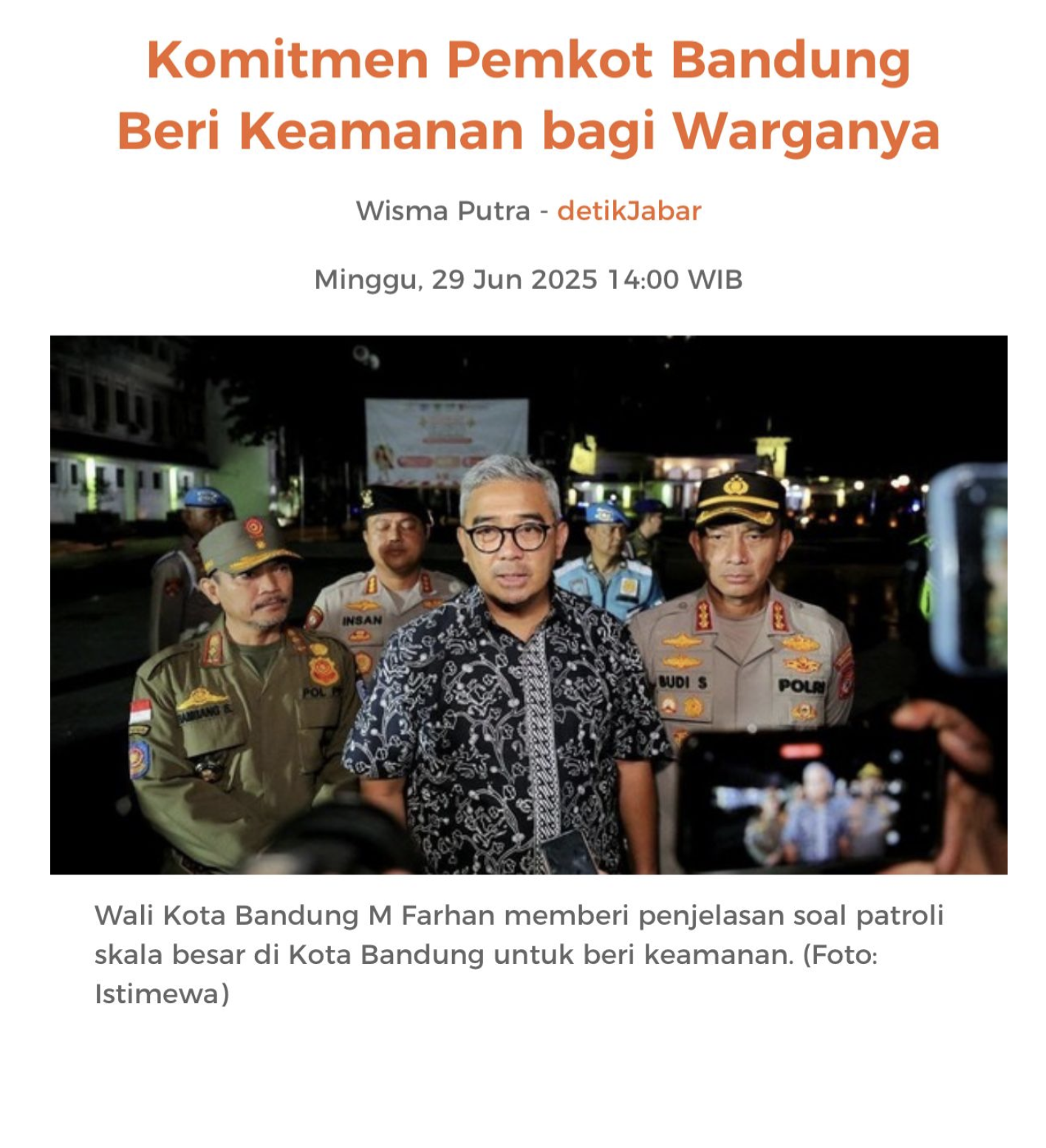 Cover Komitmen Pemkot Bandung Beri Keamanan bagi Warganya