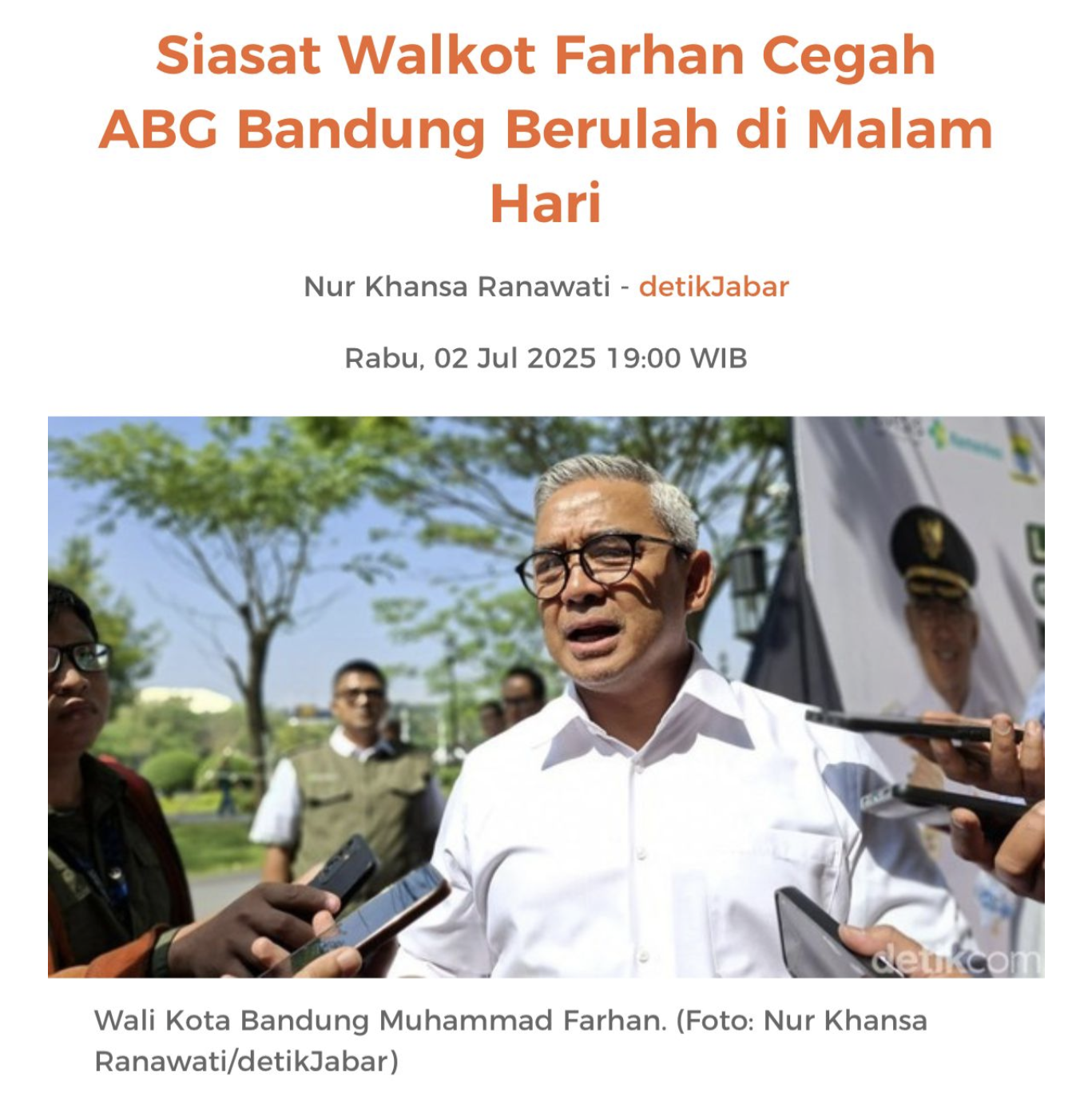 Cover Siasat Walkot Farhan Cegah ABG Bandung Berulah di Malam Hari