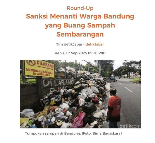 Cover Sanksi Menanti Warga Bandung yang Buang Sampah Sembarangan