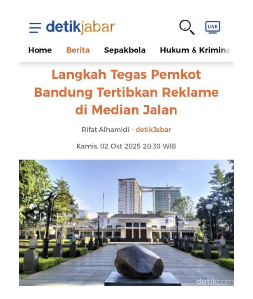 Cover Langkah Tegas Pemkot Bandung Tertibkan Reklame di Median Jalan