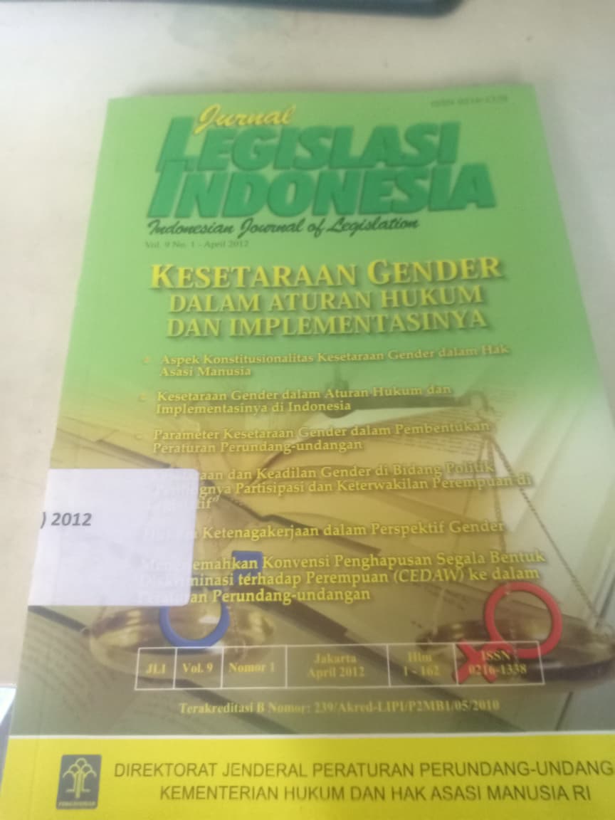 Cover Jurnal Legislasi Indonesia Kesetaraan Gender Dalam Aturan Hukum Dan Implementasinya