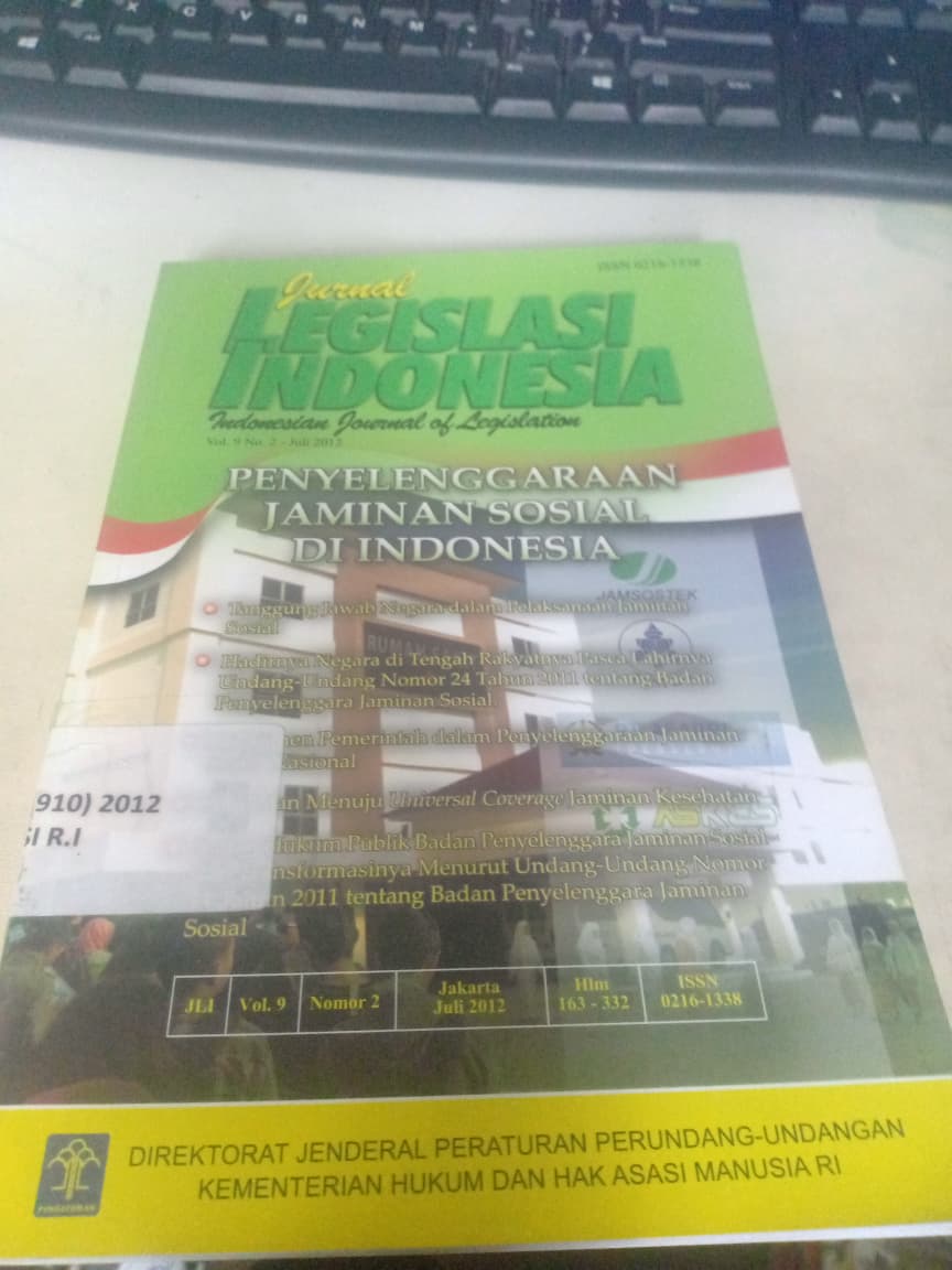 Cover Jurnal Legislasi Indonesia Penyelenggaraan Jaminan Sosial Di Indonesia