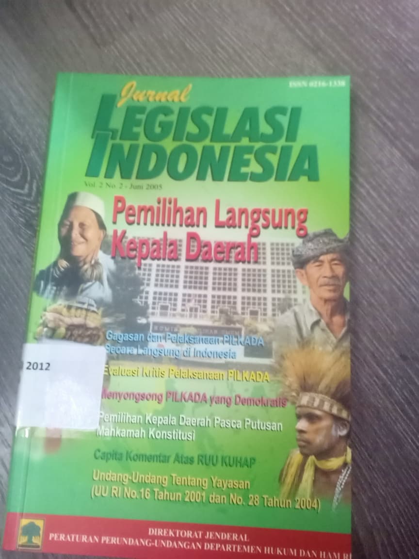 Cover Jurmal Legislasi Indonesia Pemilihan Langsung Kepala Daerah