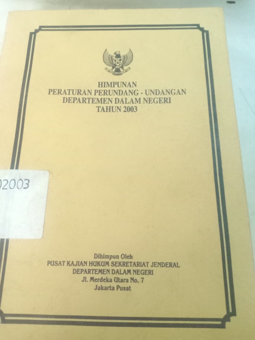 Cover Himpunan Peraturan Perundang-undangan Departemen Dalam Negeri Tahun 2003
