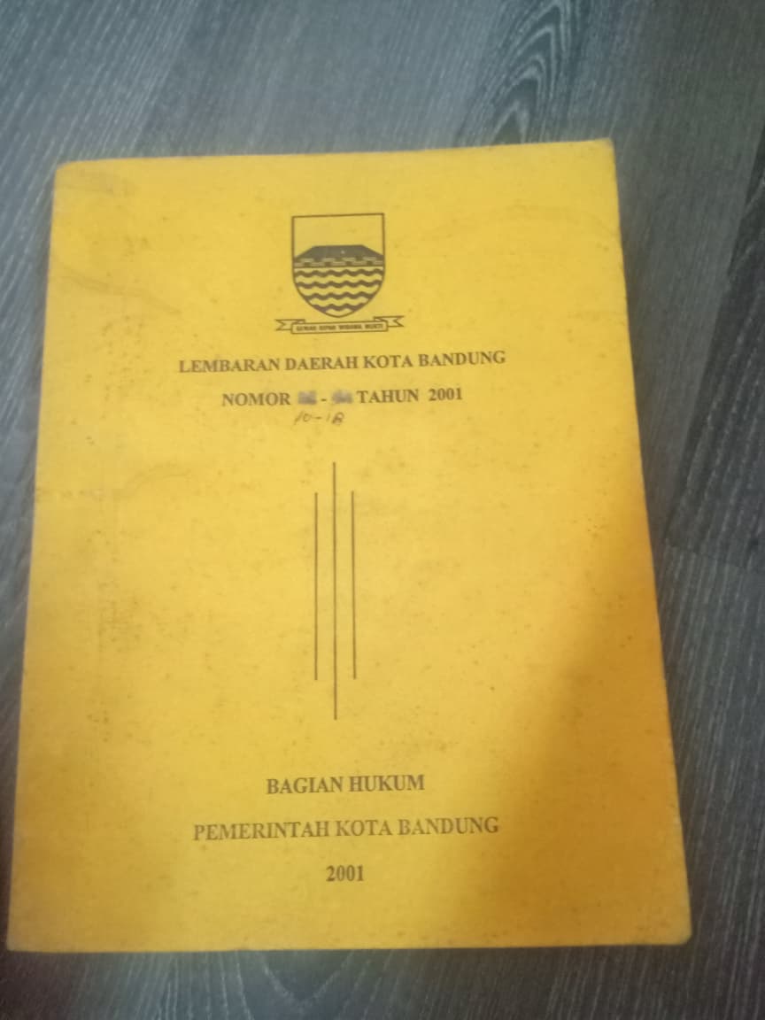 Cover Lembaran Daerah Kota Bandung Nomor 10-18 Tahun 2001