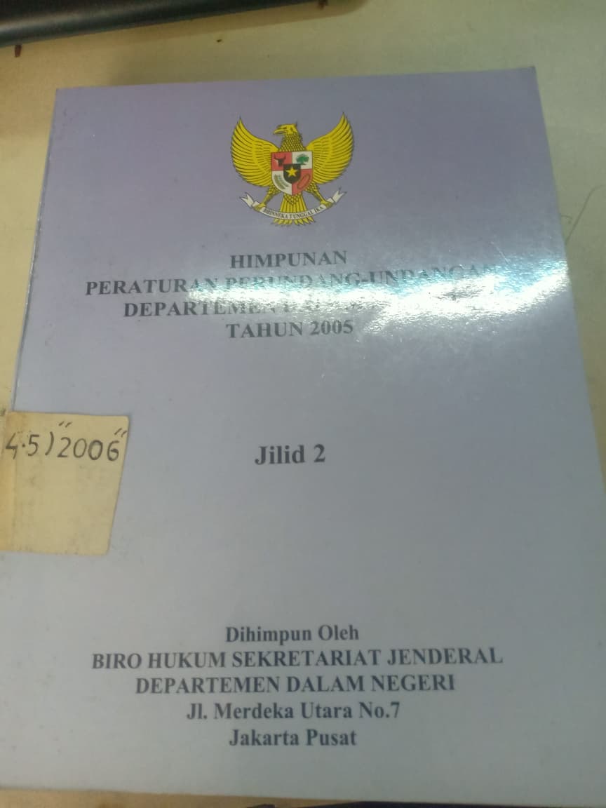 Cover Himpunan Peraturan Perundang-undangan Departemen Dalam Negeri  Tahun 2005 Jilid 2