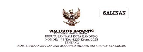 Cover Keputusan Wali Kota Bandung Nomor 443/Kep.4225-Kesra/2025 tentang Komisi Penanggulangan Acquired Immune Deficiency Syndrome