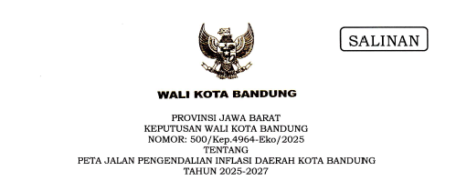 Cover Keputusan Wali Kota Bandung Nomor 500/Kep.4964-Eko/2025 tentang Peta Jalan Pengendalian Inflasi Daerah Kota Bandung