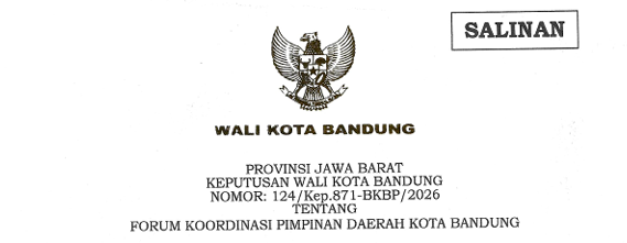 Cover Keputusan Wali Kota Bandung Nomor 124/Kep.871-BKBP/2026 Tahun 2026 Tentang Forum Koordinasi Pimpinan Daerah Kota Bandung
