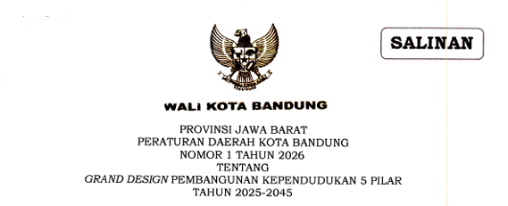 Cover Peraturan Daerah Nomor 1 Tahun 2026 Tentang Grand Design Pembangunan Kependudukan 5 Pilar Tahun 2025-2045