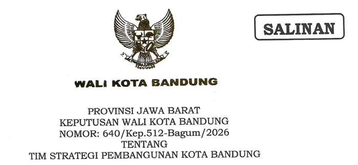Cover Keputusan Wali Kota Bandung Nomor 640/Kep.512-Bagum/2026 Tahun 2026 Tentang Tim Strategi Pembangunan Kota Bandung