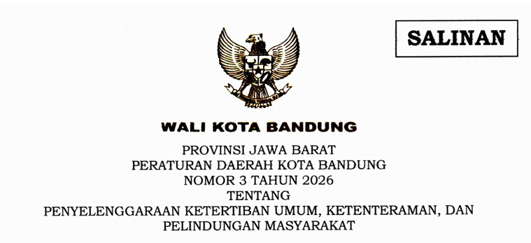 Cover Peraturan Daerah Nomor 3 Tahun 2026 Tentang Penyelenggaraan Ketertiban Umum, Ketenteraman, Dan Perlindungan Masyarakat